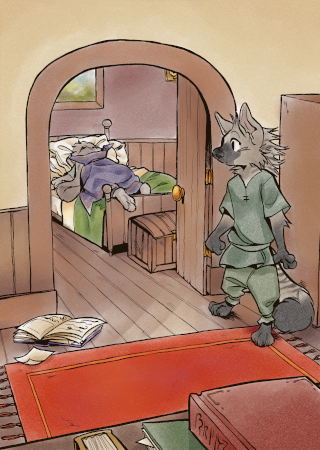 Kevin discovering Theo fast asleep in the guest room